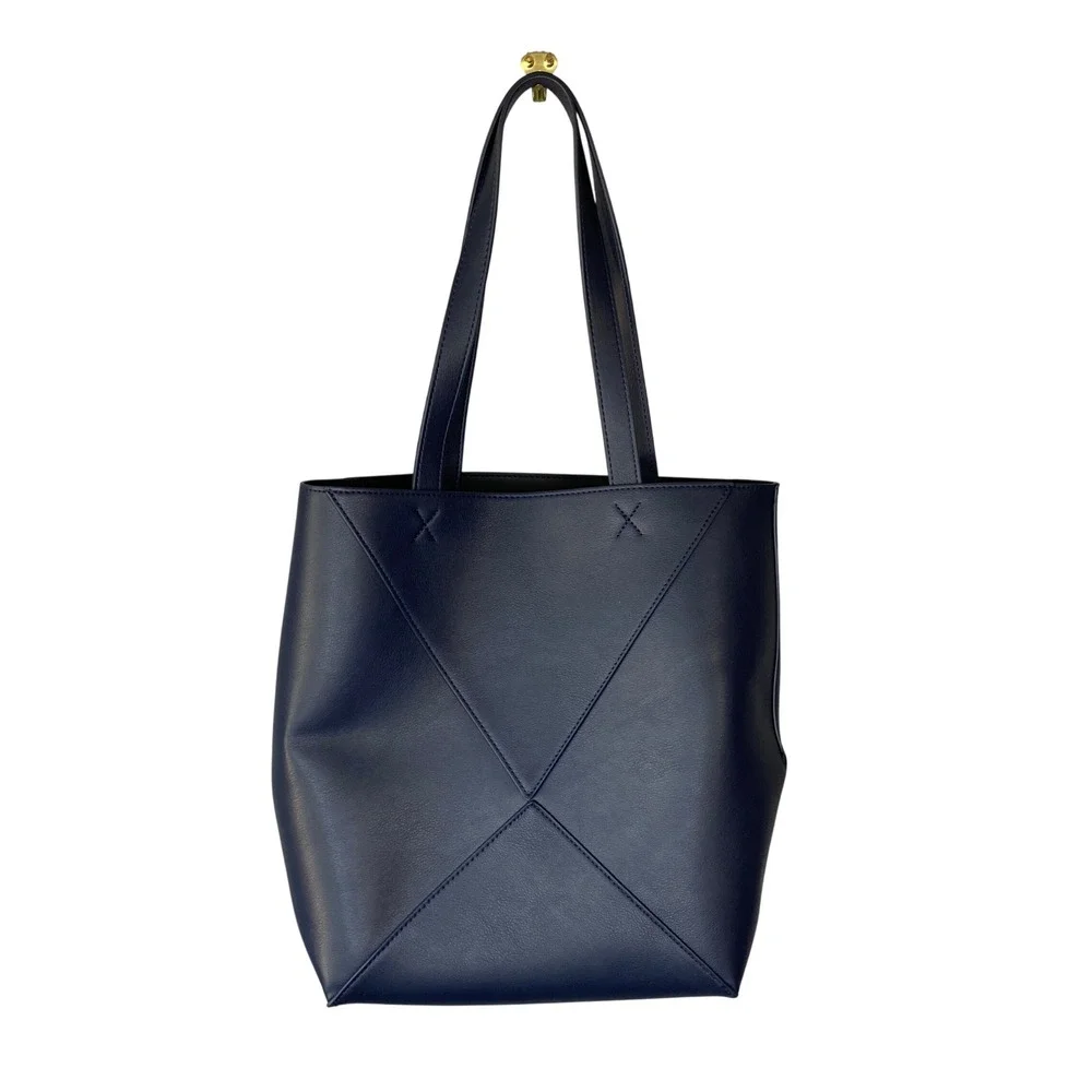 Walter Baker x Curateur The Kate Tote Navy Vegan Leather X-Stitch Tote Bag